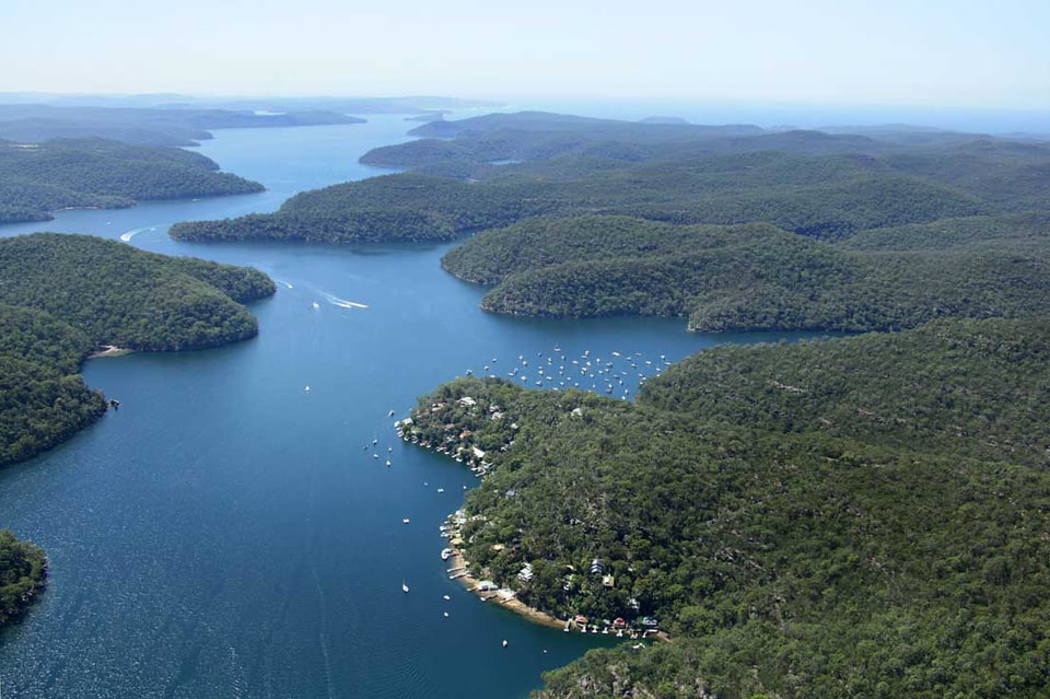 Airview of the river - History of the Hawkesbury River